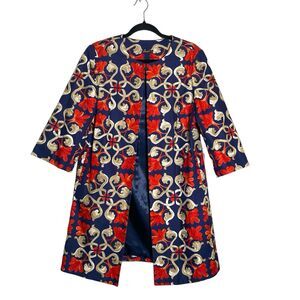 J. McLaughlin Sussex Midi Lined Jacket 100% Cotton Women’s Sz Small Floral